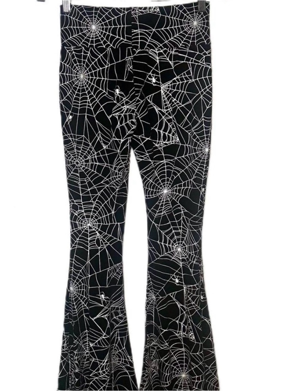 Dolls Kill Black & White Spiderweb Flare Leggings